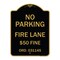 Signmission Missouri No Parking Fire Lane $50 Fine, Black & Gold Aluminum Sign, 18" x 24", BG-1824-23874 A-DES-BG-1824-23874 - alternate 1